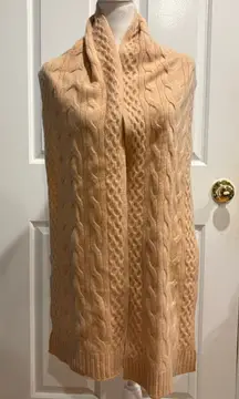 Talbots CABLE KNIT CASHMERE SCARF camel beige