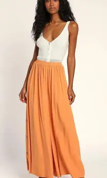 Orange Side Button Wide-leg Pants