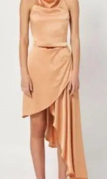 Elliatt E8062201 Lambent Asymmetric Halter Dress Sz M Camel Beige