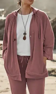 J Jill Pure Jill French Terry Kimono Jacket Organic Cotton Soft Pink Size M