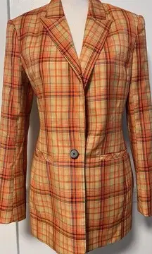 Grey Lab Los Angeles • Orange Plaid Oversized Blazer