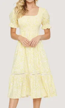 LOST + WANDER Sweet Summer Daze Midi Dress Yellow White Floral Size S