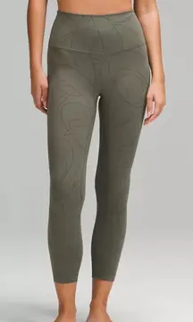 Lululemon Align Leggings High Rise 25” Scripted Yogo Army Green/Dark Olive 10