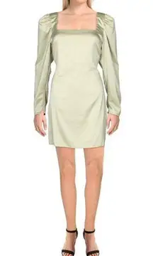 Danielle Bernstein Women's Medium Sage Green Satin Asymmetric Party Mini Dress