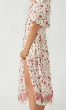 Free People Lysette Maxi Dress in Tea Combo Large Bohemian Gypsy Indian Cotton