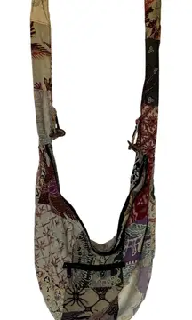 Boho slingbag handmade pockets zipper cotton shoulder bag patchwork large