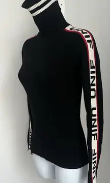 Women's UNIF Black Ribbed Turtleneck, Sz: Small (b19)