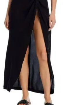 Aqua Swim Womens Black Sarong Beachwear Skirt Cover Up Size M/L NWT