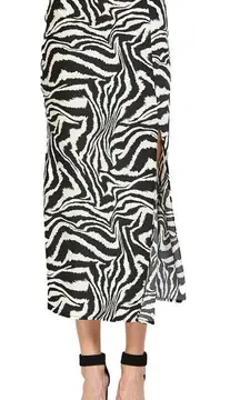 Sans Souci Black & White Zebra Print Slit Midi Skirt