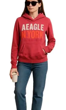 American Eagle Outfitters Orange‎ New York Graphic Hoodie Size Large