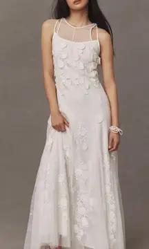 BHLDN Calla Ivory Floral Tulle Appliqué Maxi Dress NWT Size Medium