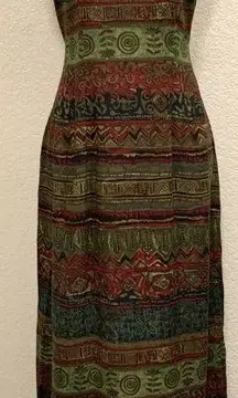 Vintage 90s Green Boho Maxi Dress