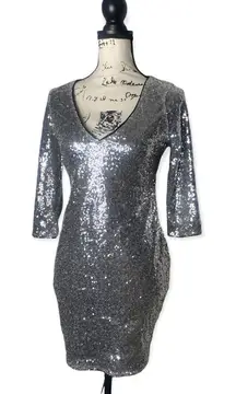 Express SZ 2 silver sequin dress
