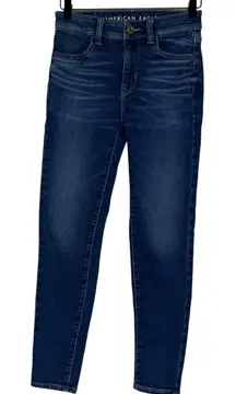 American‎ Eagle Women's 0 High Rise Jegging Crop Next Level Stretch Denim Dark