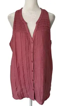 prAna mauve pink button down sleeveless tank top size S