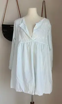 Vintage Cachet Floral Button Long Sleeve Babydoll Nightie, Size Medium (12-14)