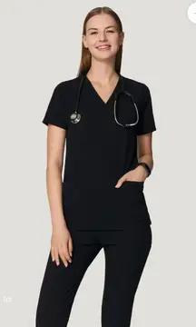 Mandala Black scrubs 6 pocket top high waisted joggers