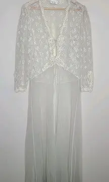 Vintage 80's Victoria's Secret Gold Label Lingerie Robe Lace Floral Sequin