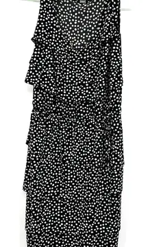Danny and‎ Nicole size small black with white polka dots sleeveless tiered dress