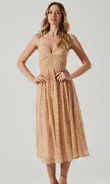 ASTR The Label Blush Floral Pleated Midi Dress