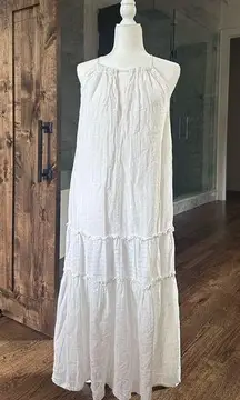 New World Market Boho Sleeveless White Maxi Dress | Size Large/Medium