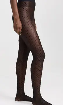 Wolford Satin Touch Dots Tights in Black Xsmall New Womens Nylons Pantyhose