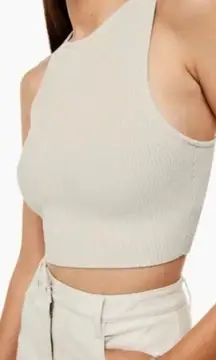 Aritzia Babaton Sculptknit Cream Cropped Tank Top