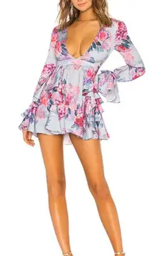 Michael Costello x REVOLVE Allana Mini Dress Pale Blue Floral Women's Size XS
