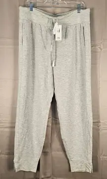 NWT Travis Mathew Womens Heather Light Gray Terry Cloud Tie Jogger Pants XL