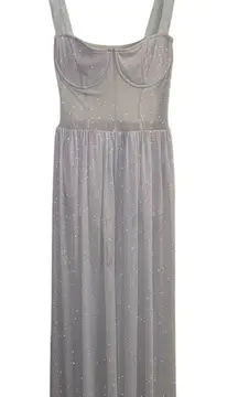 Majorelle Rina Dress in color Plated Midi Light Blue Glittery Evening Party XS