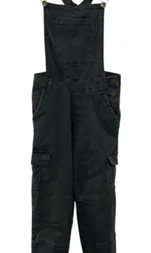 ModCloth Faded Black Overalls XS Utility Pink Floral Lined Bibs denim cargo boho