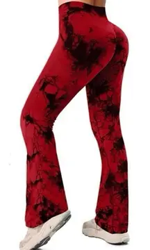 Tie-dye flared leggings booty scrunch red size L