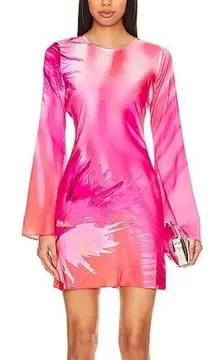 Hemant And Nandita Minikleid Abira Satin Flared Sleeve Mini Dress Pink Women's M