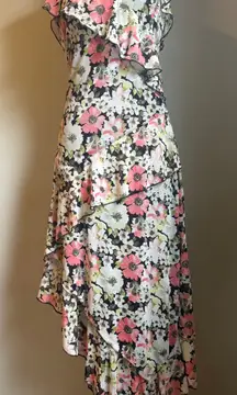 Boho fairy Floral Ruffle Hi Lo Maxi midi Dress Y2K whimsigoth romantic M