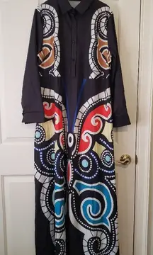 Stylish Black and Multicolor Maxi Dress Pit To Pit 22"