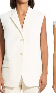 Theory Boxy Oversized Shoulder Pad Vest Ivory Womens Size Large