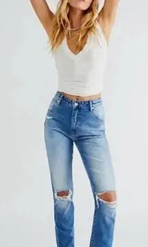 Rolla's Revolve FP Size 30 Miller High Rise Slim Jeans Ripped Knees Distressed‎