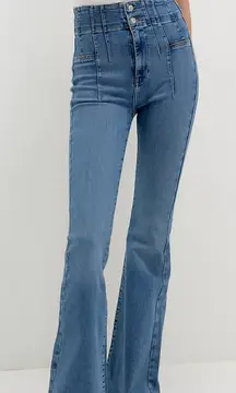 WE‎ THE FREE Jayde Flare Jeans size 25 High Waist *Hemmed* raw hem