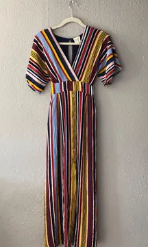 Striped Colorful Maxi Dress - Size Small