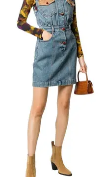 PHILOSOPHY DI LORENZO SERAFINI Denim Corduroy‎ Contrast Panel Mini Dress Sz US 0