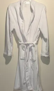 Livegreen- White Plush Robe Pockets Tie Bridal Bridesmaid One Size