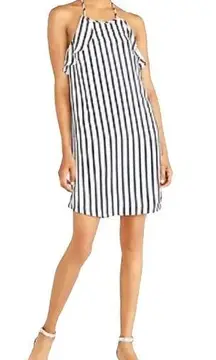 J. Crew Dress Halter Striped Ruffle Mini Navy White Size XS NWT