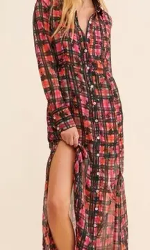 Free People Bohemian Grunge Retro 90s Jerra Maxi Dress Set Slip Dress Duster Med