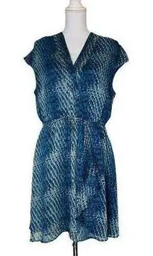 CONVERSE V Neck Style Flowy Blue Printed Large Dress