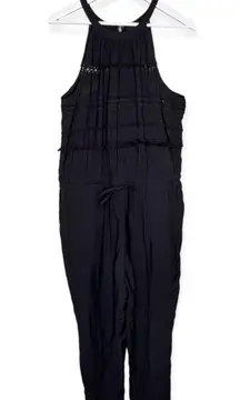 Ann Taylor Loft Women’s Sleeveless Halter Neck Pocket Jumpsuit Black Size Large