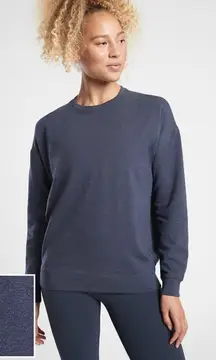 Athleta Sweatshirt Blue TENCEL Cotton Modal Spandex Pullover Relaxed Fit Cozy