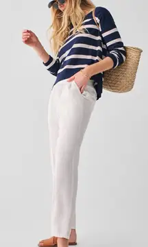 Faherty Golden Hour Crewneck Sweater Navy Calico Stripe Small NWT