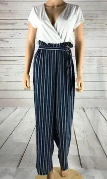 B Short Sleeve Striped Jumpsuit NWT Large