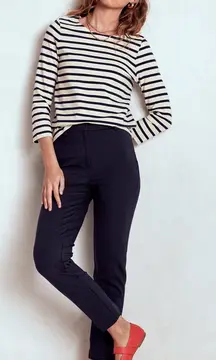 Boden NEW Highgate Slim Ankle Ponte Knit Trouser Pants Navy 12