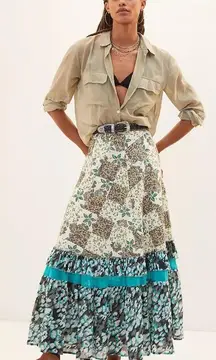 Anthropologie Raga Floral Patchwork Maxi Skirt Womens Size XS